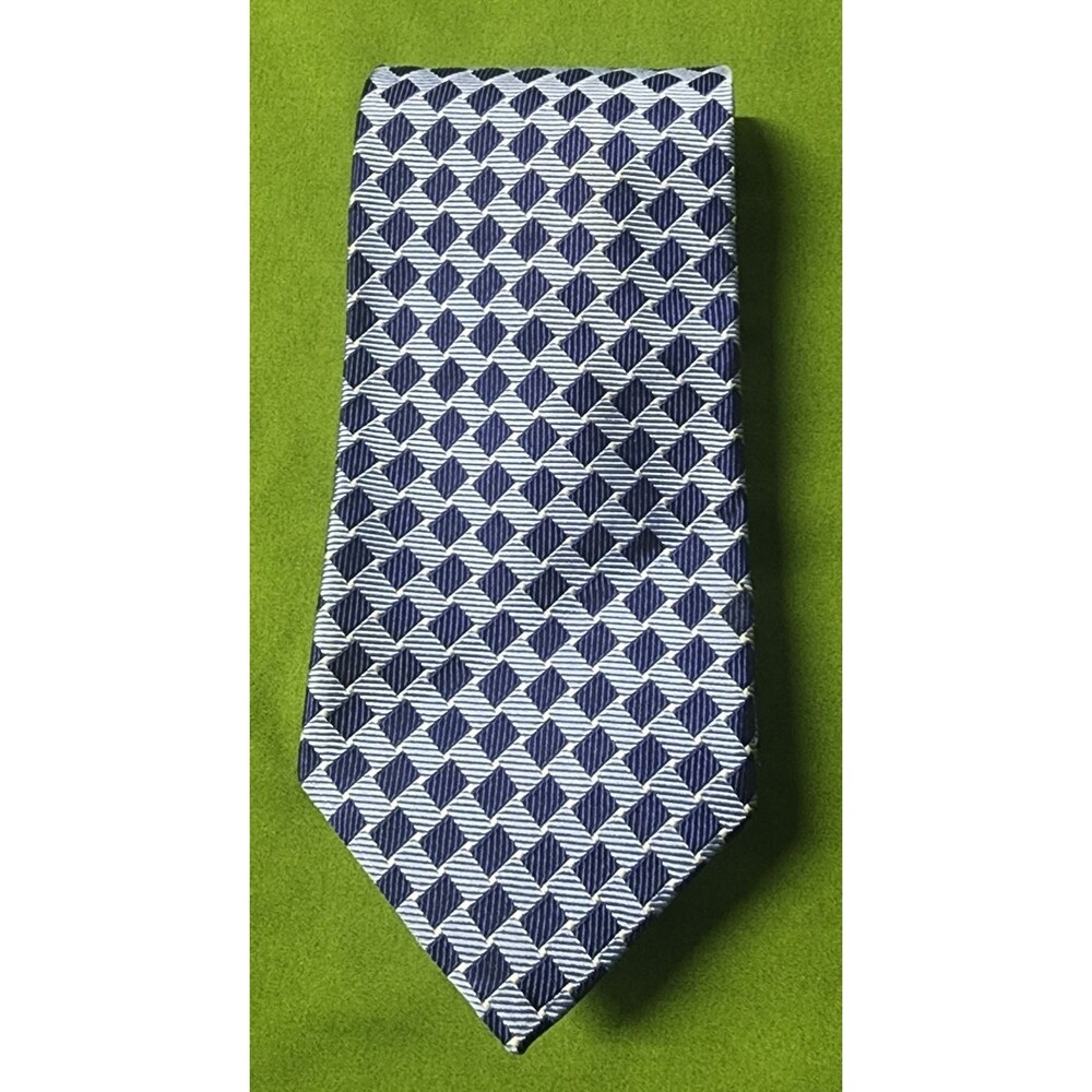 Brooks Brothers Makers Made in USA Men’s Silk Tie Navy Blue Geometric 58'X3.5'